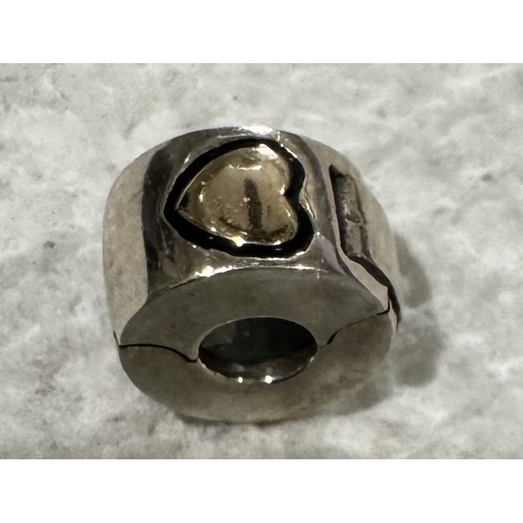 MC-4 Authentic Chamilia Sterling Silver Bead Gold Heart Lock‎ - Picture 3 of 13